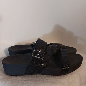 Vionic Black Lizzard Women's Sandals